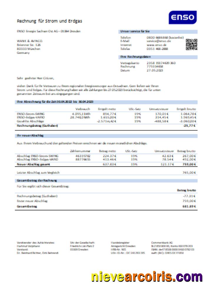 ENSO electricity utility business bill